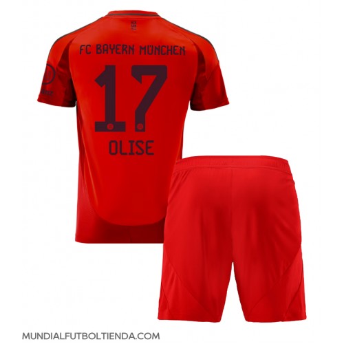 Camiseta Bayern Munich Michael Olise #17 Primera Equipación Replica 2024-25 para niños mangas cortas (+ Pantalones cortos)